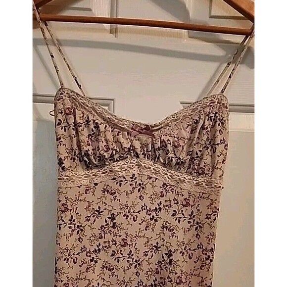 Lovely Day Slip Dress Medium Beige Pink Lace Floral Nighti Mini Baby Doll Cottag - Picture 3 of 7